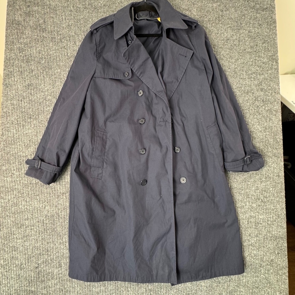 VTG Defender Men 46L‎ Military Trench Coat Navy Blue DSFCP
